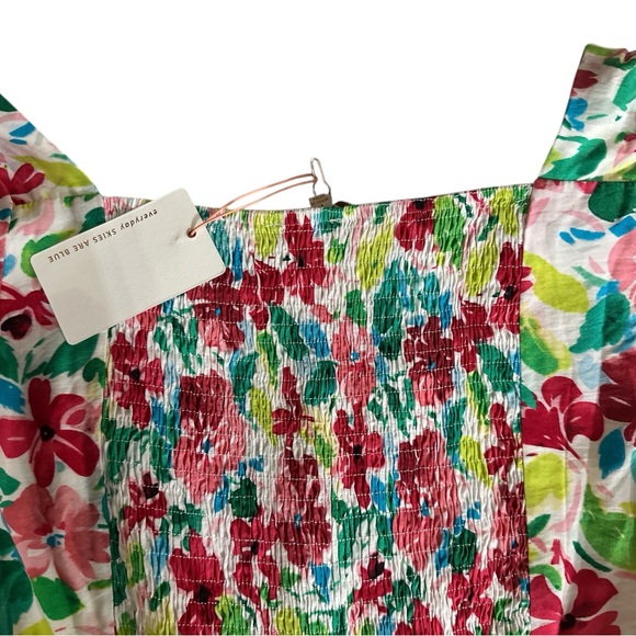 NWT Skies Are Blue Women’s Pink Red Puff Sleeve Sundress w/Elastic Back Size L - Picture 4 of 4